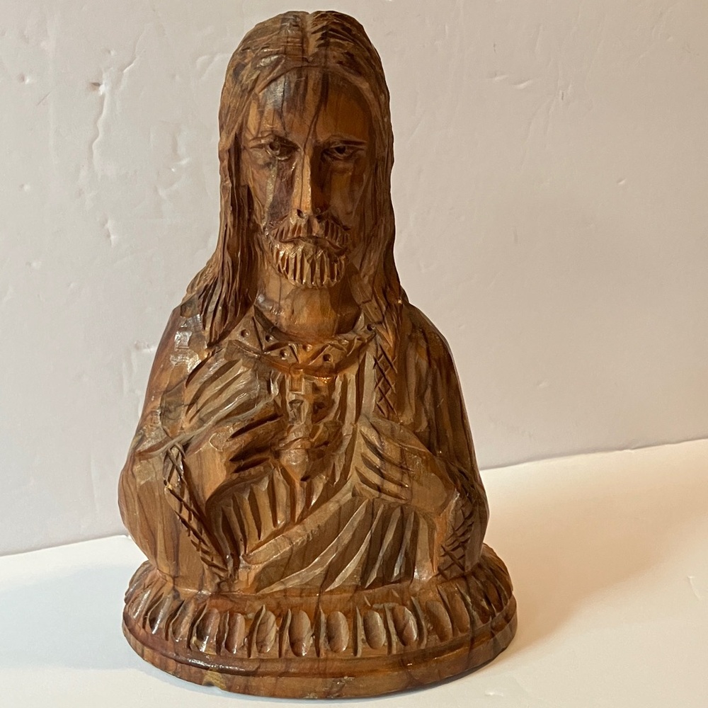1977 Vintage‎ Artisan Carved Olivewood Jesus Sculpture Holy Land Jerusalem
